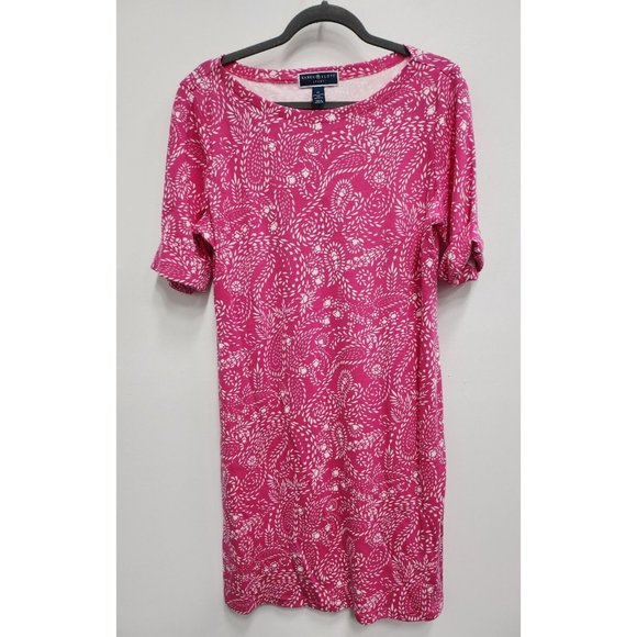 Karen Scott Dresses & Skirts - Karen Scott Womens T-Shirt Dress Medium Pink White Paisley Print Half Sleeve